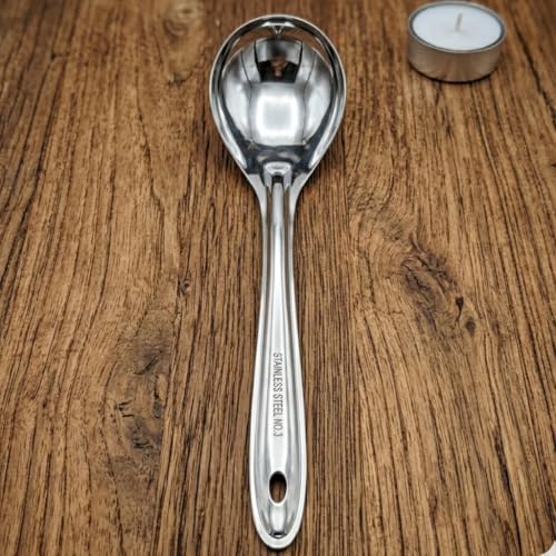 Image of Basting Stainless Steel Serving Spoon, Silver - Heavy Duty Kitchen Spoon, Rust Resistant Mirror Finish, Multipurpose Cooking & Serving Utensil for Home & Restaurant Use