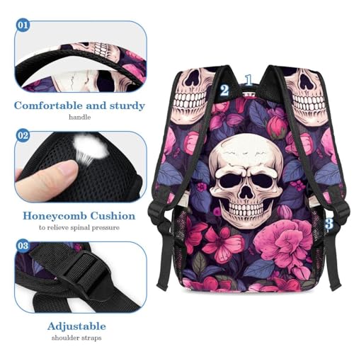 Sac à dos fleurs et crâne pour ne plus rien perdre à l'école avec trousse