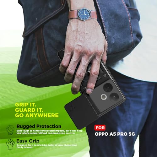 Image of AIBEX Back Cover for Oppo A5 Pro 5G | D10 Tough Armor Case | Sliding Camera Shield | 360 Protection | Kickstand Ring Holder | Military-Grade Shockproof Bumper Case