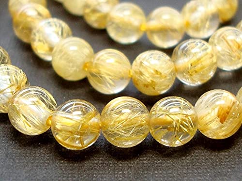 Quartz rutilé doré véritable perles 4mm fil 19cm pour création bijoux diy