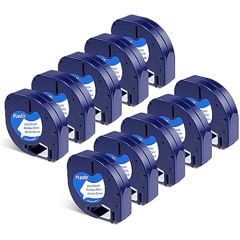 Fimax Compatible Dymo Label Maker Refills White Plastic 91331 Letratag Refills 12mm x 4m 1/2" x 13', Work with Dymo Letratag 200B 100H 100T QX50 Label Maker, 10-Pack Cover