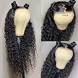 Jessica Hair 13x4 Lace Front Wigs HD Transparent Lace Water Wave Lace Front Wigs Human Hair Wet and Curly Glueless Human Hair Wigs for Black Women Brazilian Remy Human Hair Pre Plucked with Baby Hair (16 Inch)