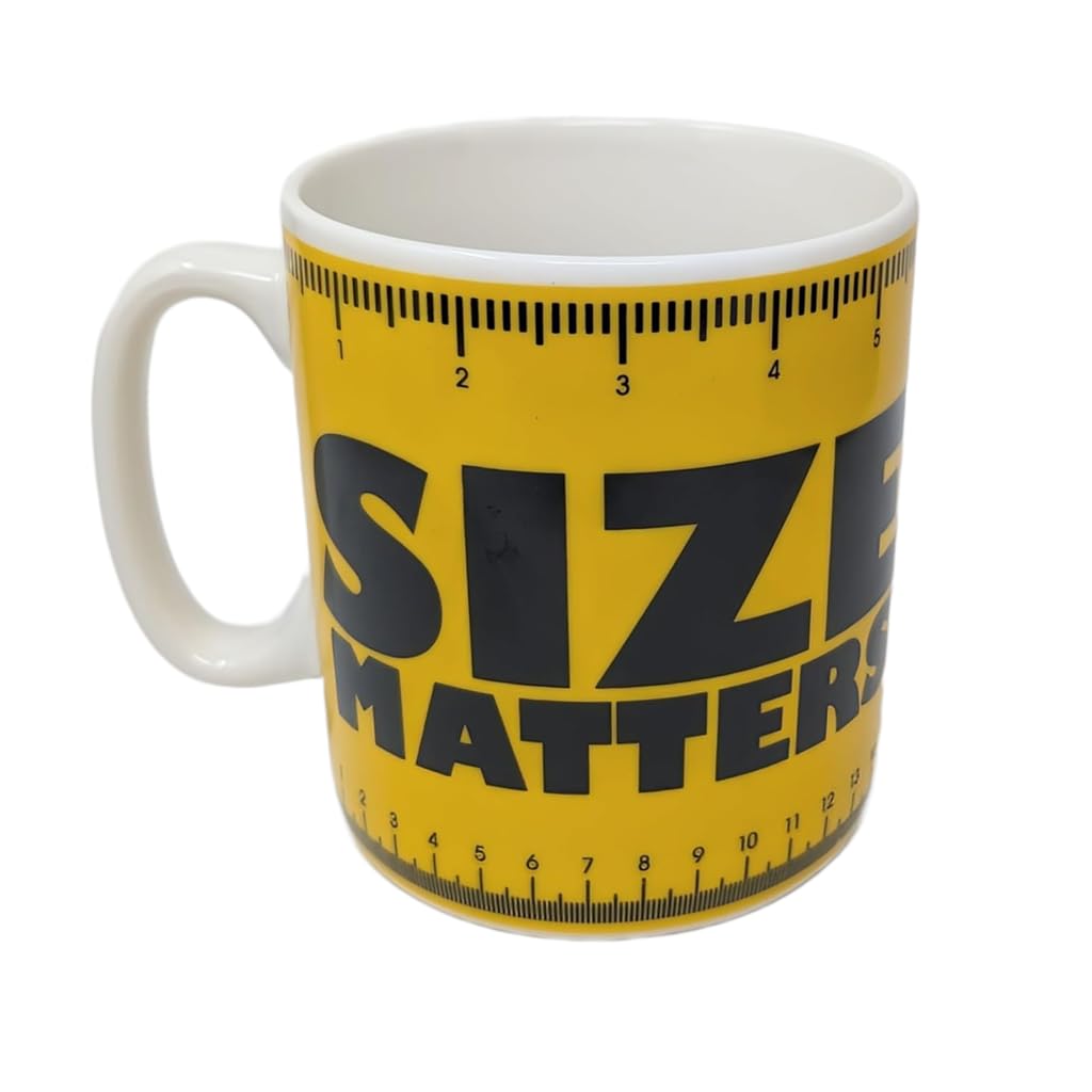JRose CollectionsGiant Size Matters Mug 900ml – Jumbo Extra Large Coffee Tea Cup – Funny Ruler Design – Yellow & Black Humorous Oversized Ceramic Mug for Kitchen Office Desk JR5095
