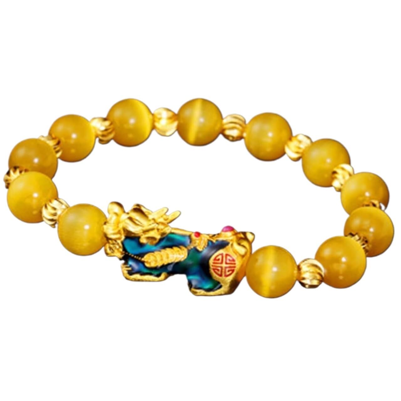 NZPOST Crystal Bracelet,Agate bracelet, Crystal Natural Cat's Eye Stone Agate Lucky Pixiu Charm Color Chan