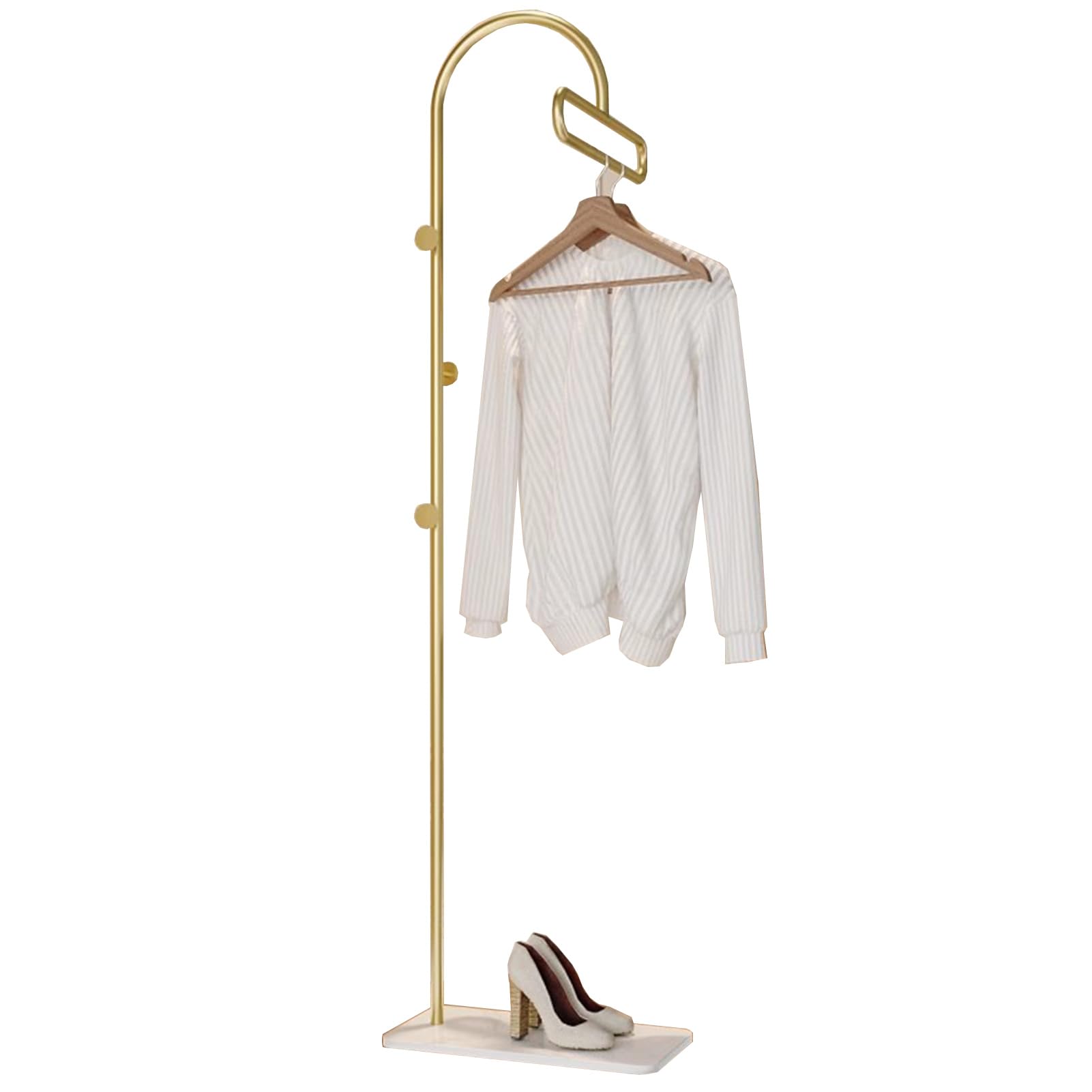 SXYKXYDL Heavy Duty Garment Rack, Freestanding Metal Clothes Hanger with 3 Hooks, Modern Coat Rack for Entryway, Bedroom, Office, Easy to Assemble, Marble Base