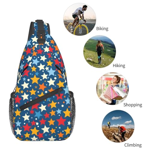 Mochila bandolera unisex ligera con patrón de estrellas coloridas miniatura 6