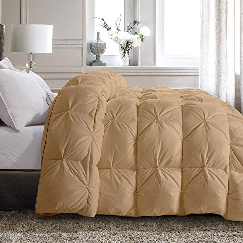 Soft Mercantile Taupe Color 5 Pcs Pinch Pleated Super Queen Size Comforter Set ( Comforter + 4 Pillow Cases ) 200 Series Egyptian Cotton Duvet Insert #TOP3