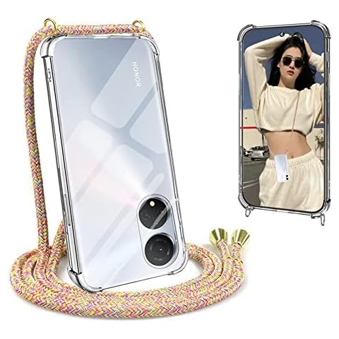 Funda con Cuerda para Honor x7, Transparente Antigolpes TPU Silicona Cover