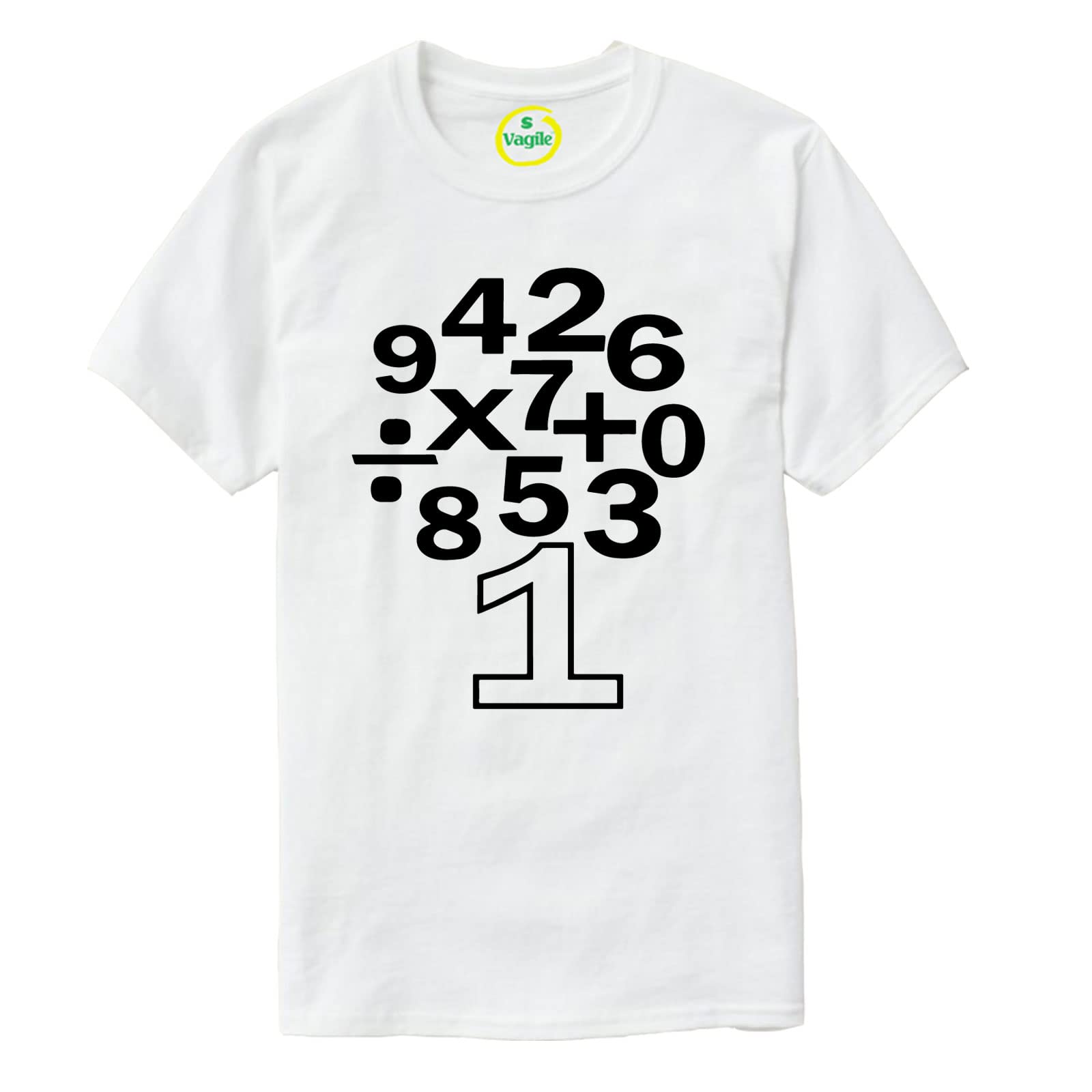 Vagile Kids Boys Girls Superhero Design Number Day Maths Symbols School Tee T-Shirt Top White