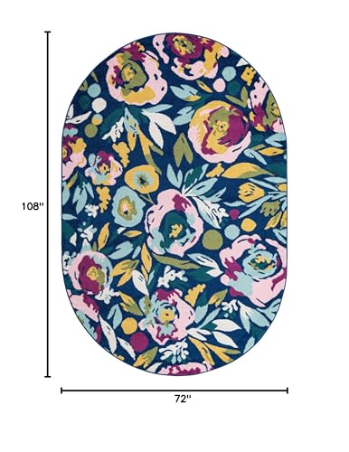 Tapete Ovalado Floral 6'x9' Navy Blue miniatura 2