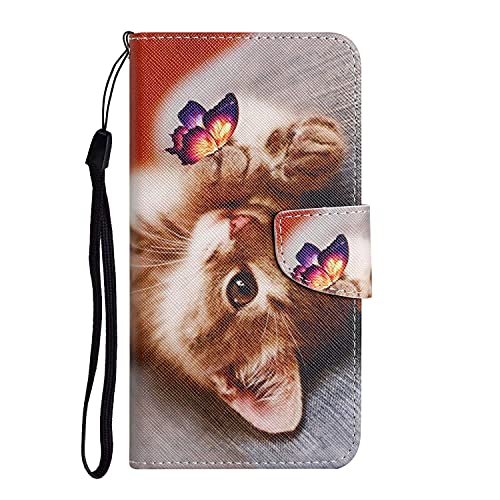 VQWQ Custodia per Xiaomi Mi Note 10 Lite, Flip Cover Portafoglio in Pelle PU Motivo Animale Slot per Schede Libro Cavalletto Supporto Case Cordino Chiusura Magnetica per Donna Maschio-[XC]-Gatto