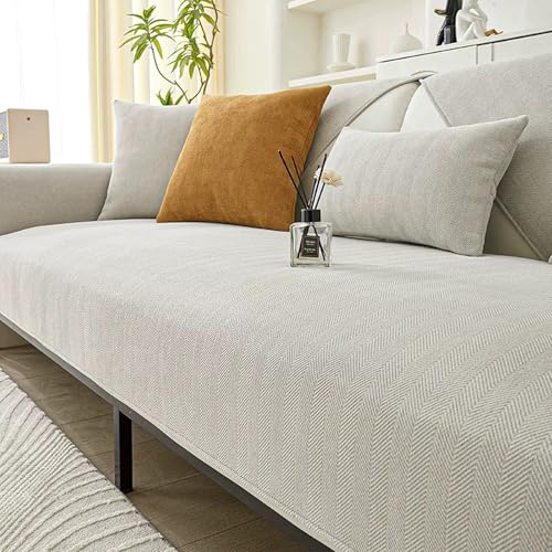QHAIYYBF Chenilla Suave Funda Sofa Chaise Long 1 2 3 4 Plazas Protector Cubre Sofa, Nuevas Antideslizantes Universales Fundas de Sofá con Textura Gruesa Sólida para Sala de Estar(Blanco, 90X160cm)
