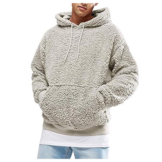 Herr fleece hoodie vinter varm plysch hoodie tjock tröja mode märken teddy fleece med fickor toppar