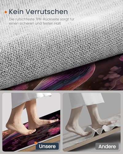 Tapis cerisier en fleurs oiseau rose violet grand format lavable machine