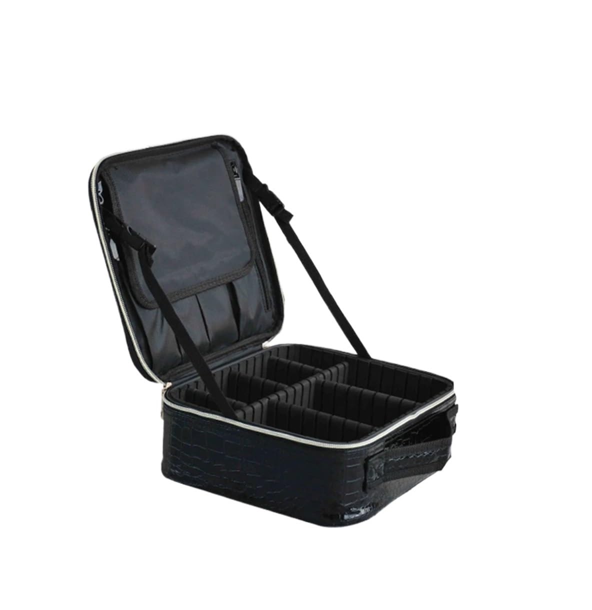 Neceser de Viaje para Mujer Bolsa de cosméticos Cuero PU for Mujer, Estuche Maquillaje portátil Multifuncional for Almacenamiento Viaje(Crocodile Black)