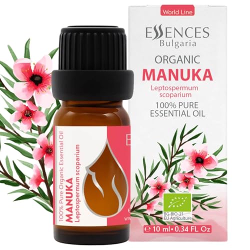 Aceite Esencial Orgánico De Manuka Essences Bulgaria 10 Ml | Leptospermum Scoparium | 100% Puro Y Natural | Sin Diluir | Grado Terapéutico | Aromaterapia | Cosméticos | Sin Crueldad Animal | Sin Omg
