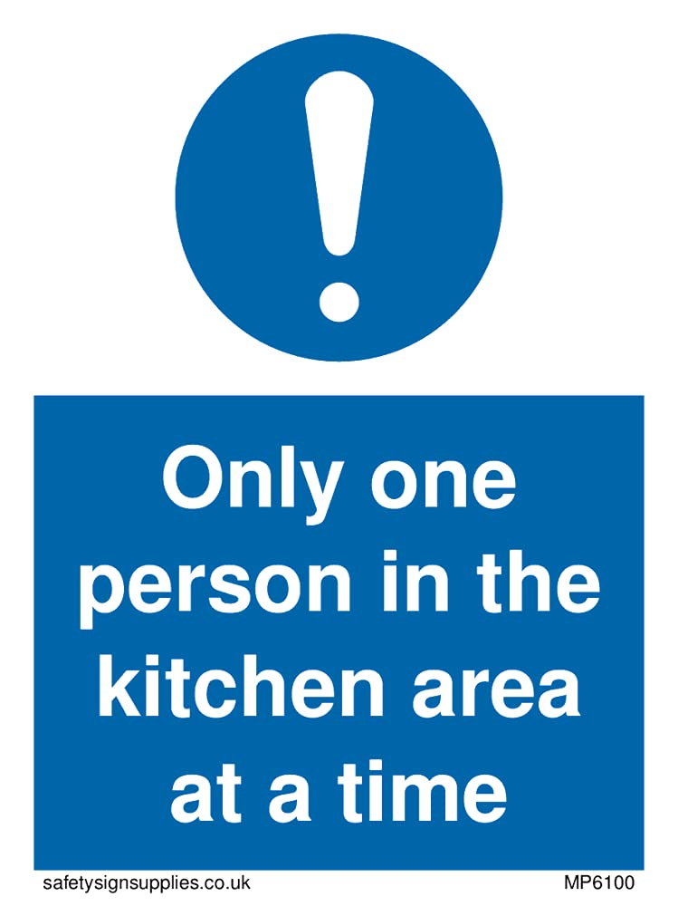 Pack of five - Only one person in the kitchen area at a time Sign - 75x100mm - A7P