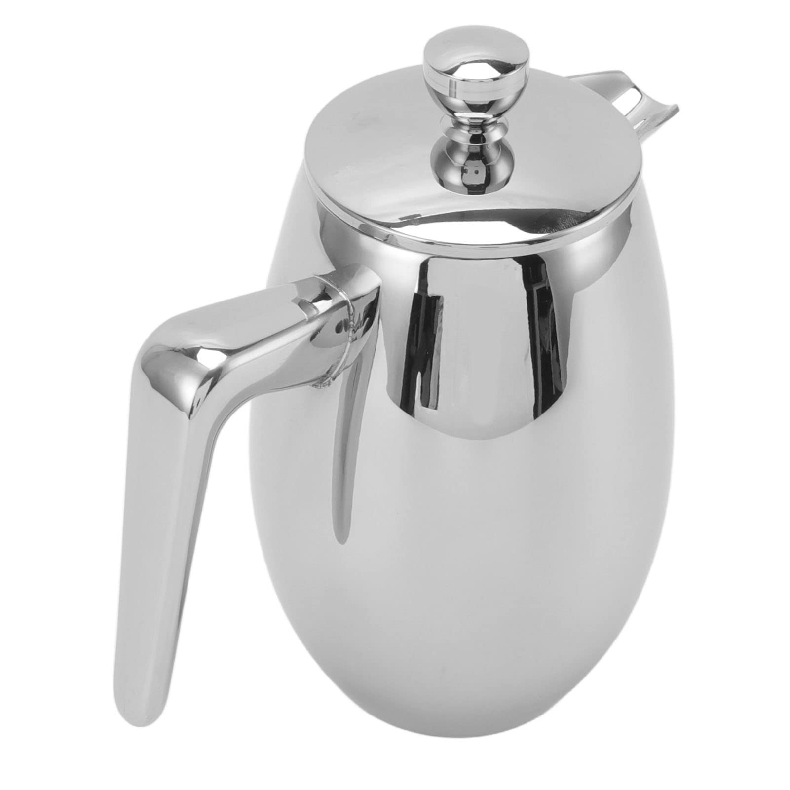 Kikumi Prensa Francesa de Acero Inoxidable 304, Tetera de Elaboración Manual con Boca en Forma de U de Doble Capa para el Hogar (800ml)