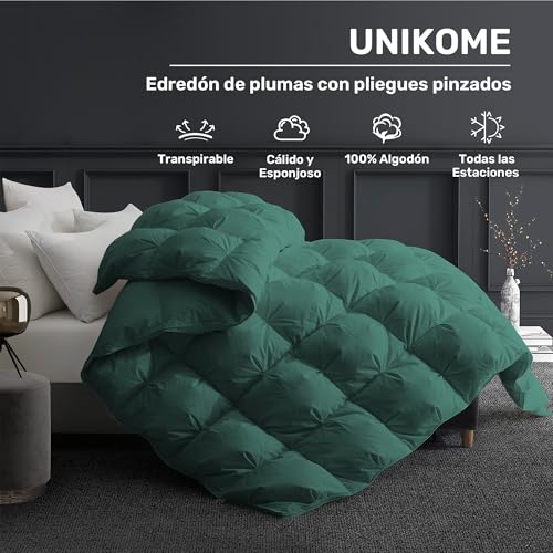 UNIKOME Bettdecke 220x240cm, Daunendecke Mit 100% Baumwolle Bettzug, Ganzjahresdecke Mit 2220g Daunen|Feder Füllung… – Ansicht 2