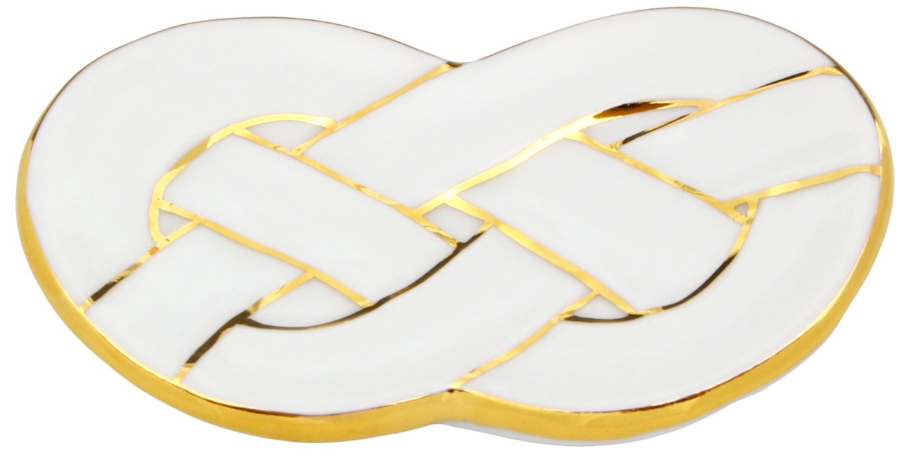 Nishitomi Pottery Arita Ware Plate, Tansei Kiln, Awaji Knot, Chopsticks Rest, Ladder, Gold, Christmas, New Year, Tableware, Made in Japan