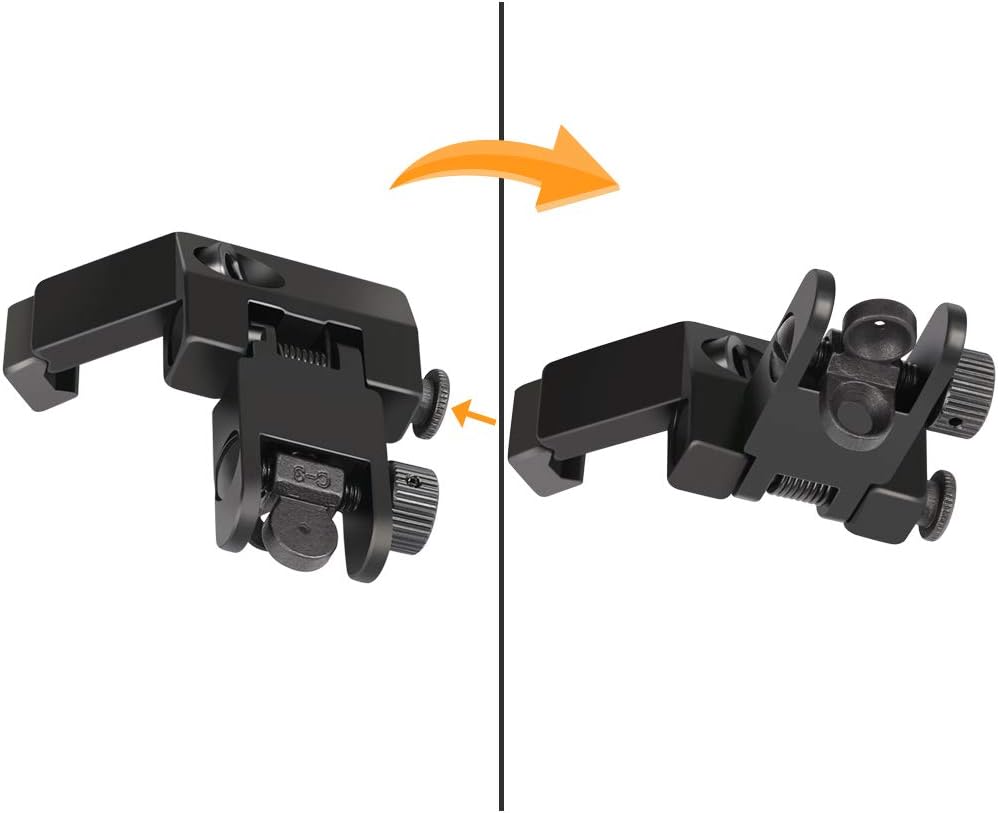 Feyachi 45 Degree Offset Iron Sights Flip Up BUIS Rapid Transition Backup Front and Rear Iron Sight Set Picatinny Weaver Rails : Sports & Outdoors