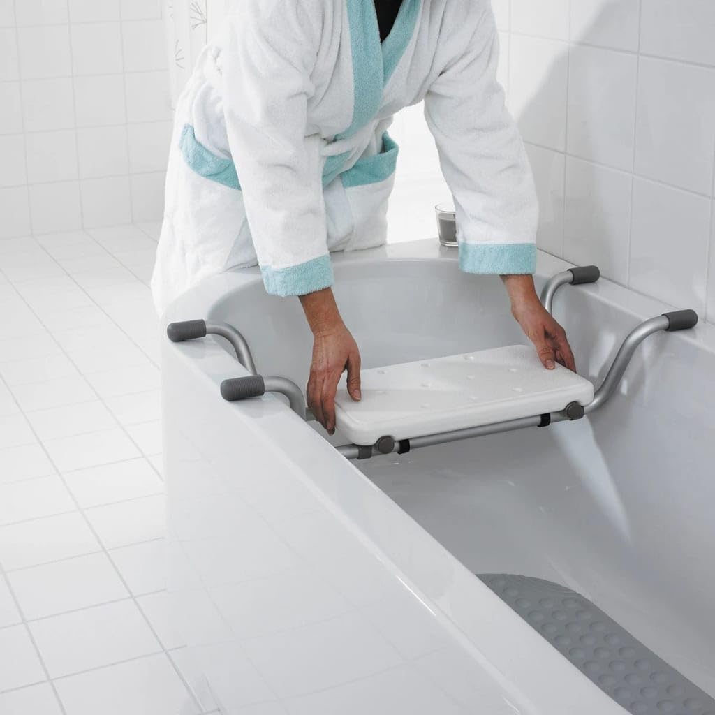 Ridder A0042001 Promo Tabouret de Salle de Bain Métal Blanc/Chrome 73-83 x 22,3 x 21,0 cm