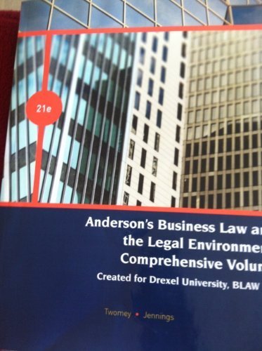 Anderson's Business Law and the Legal Enironmen... 111172055X Book Cover