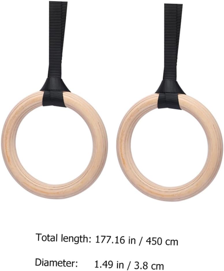 Wood Gymnastic Rings with Adjustable Straps Versatile Fitness Rings for Strength Training Gym Outdoors Durable Birch Wood with Straps