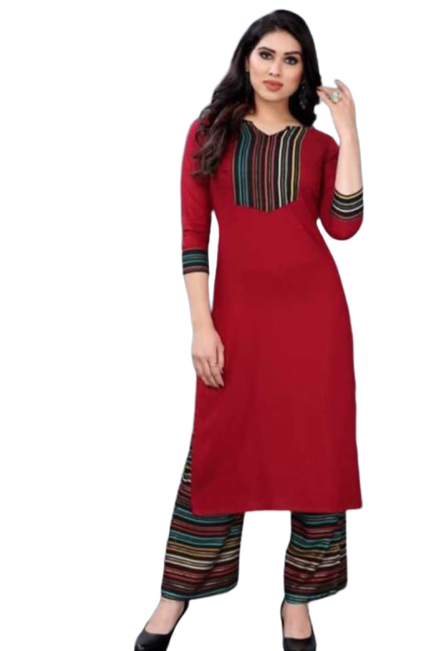 MEHAI Collection Casual Stylish Rayon Stright Kurti Kurta & Palazzo Set for Women and Girls