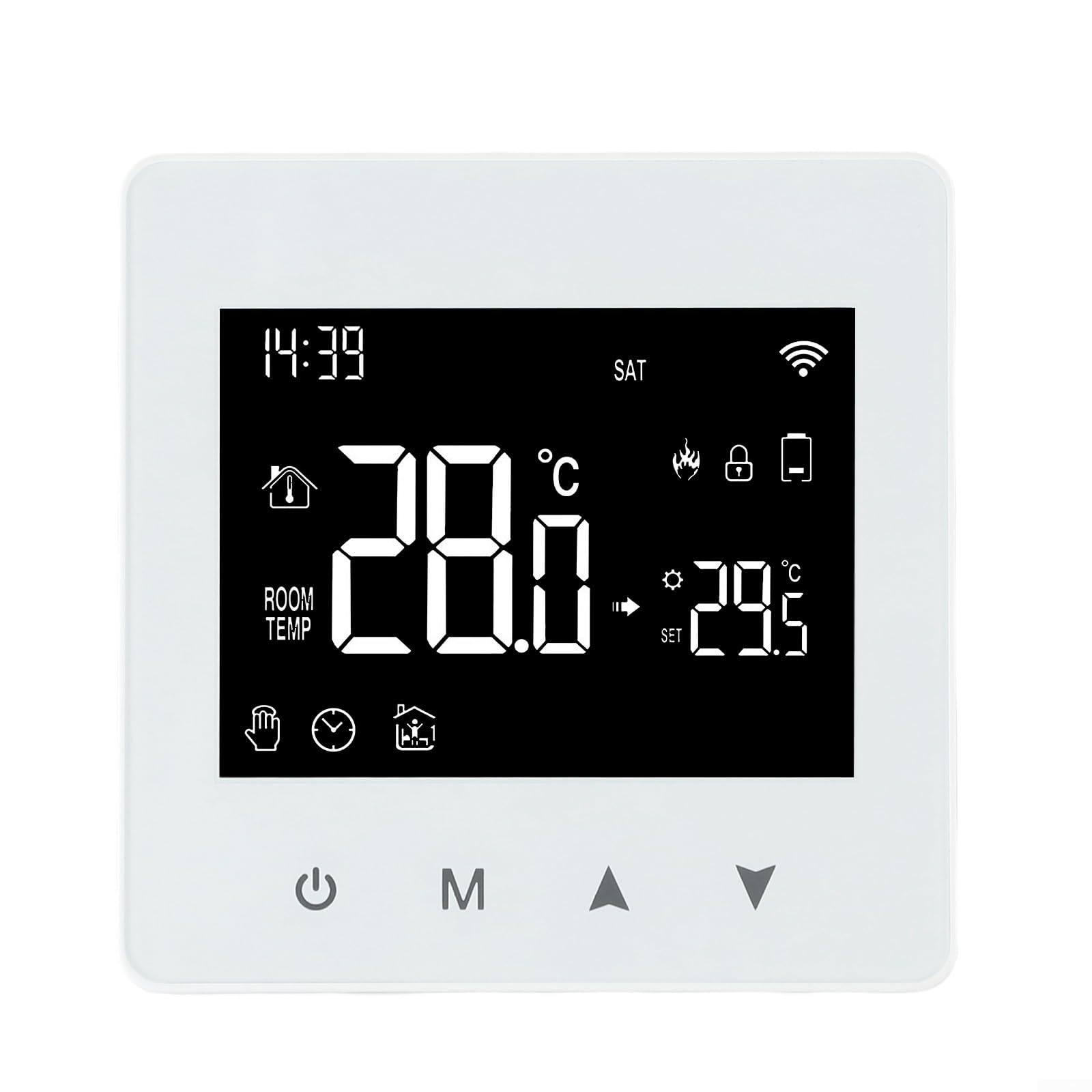 Termostato inteligente con WiFi, controlador de temperatura digital, sistema de calefacción programable con pantalla táctil, funciona con pilas, compatible con la aplicación