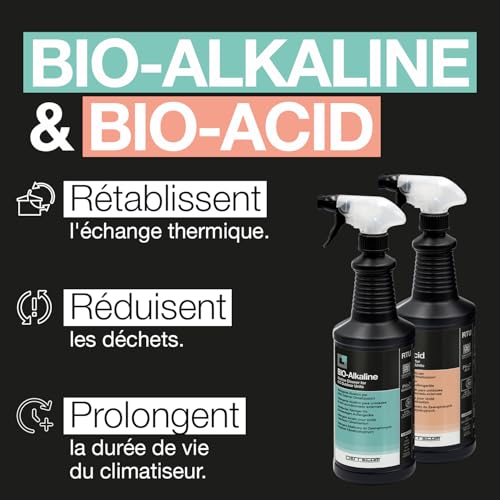 Errecom Kit nettoyage complet climatisation, avec Clima-Net 1L et housse Wally pour unité intérieure et filtres, Bio-Acid et Bio-Alkaline 2L détergents pour unité extérieure, gants – Image 6
