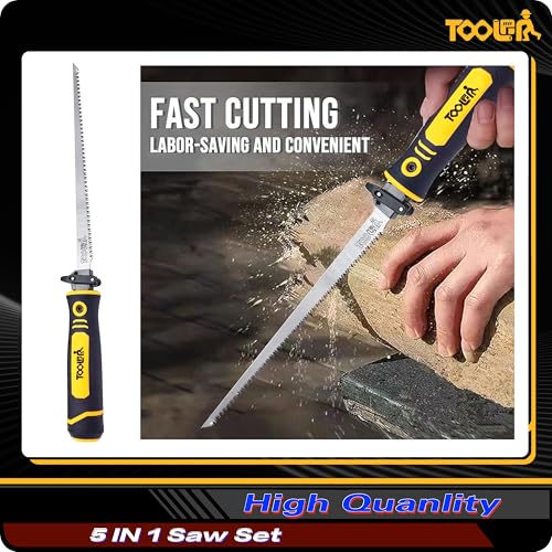 Image of 5-In-1 Multi Blades Hand Saw, 6 Inch(11T /16T) Double Edges Japanese Pull, DrywallSaw, HackSaw, Jab Saw, for Woodworking, Hard /Soft woods cutting, Metal, Blade Quick Change Mechanism.