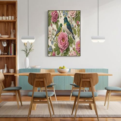Cuadro en lienzo botánico de rosas vintage para decorar paredes de comedor 3