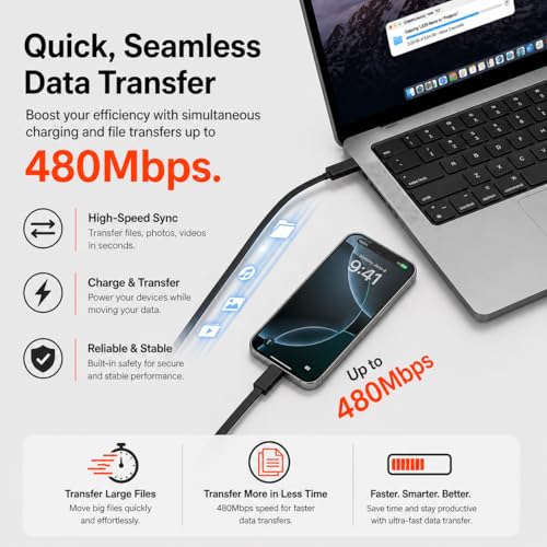 Image of 240W USB C to USB C Cable | 1.5M Silicone Flat Type C to Type C | Fast Charging Cable | Silicone | Detangled | PD Data Transfer | E-marker Chip | Compatible for Macbook, iphone, Samsung