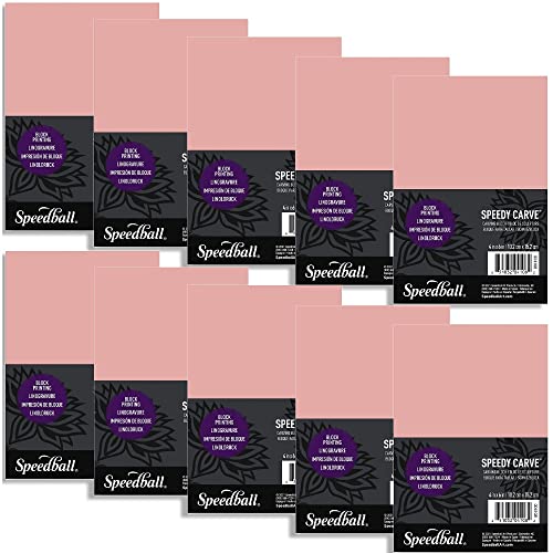 Image of Speedball Speedy-Carve Block Printing Carving Block, Rectangle, Pink, 4 x 6 Inches (10-Pack), Linoleum for Printmaking