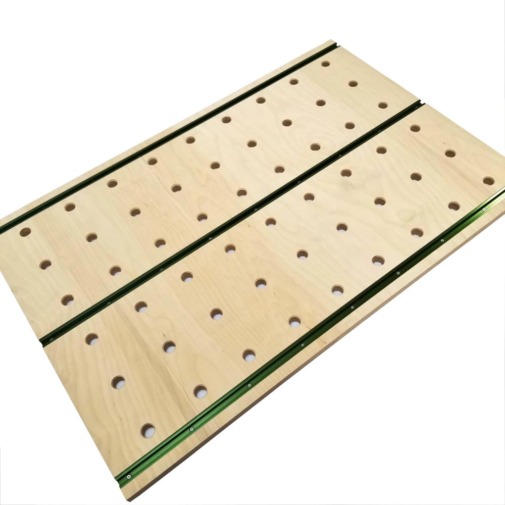 Plan de travail de menuisier 915 x 610 mm avec trous de 20 mm et rails en T en contreplaqué pour l'atelier, accessoires de menuiserie, éléments de montage | Woodfan