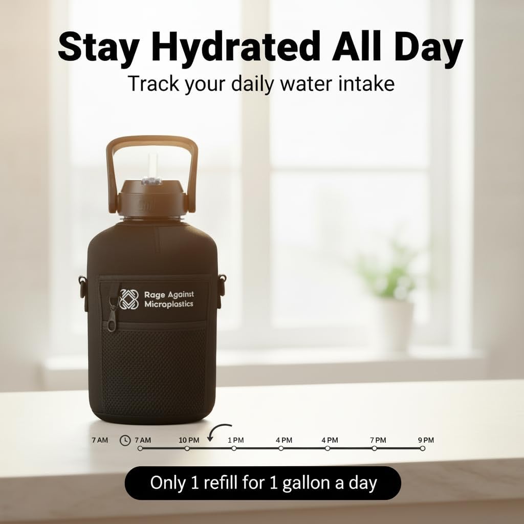 Half Gallon Water Bottle – 64oz / 2.2L Leakproof Gym Jug with Handle, BPA-Free, Sleeve & Straw Bundle - Image 8