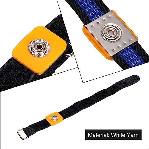 Image of MECCANIXITY ESD Anti Static Wrist Strap, 11.8 Inch 3Pcs Stick Buckle Adjustable Antistatic Bracelet for Computer Electronics Repair Black