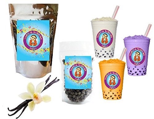 10+ Drinks Vanilla Latte Boba Tea Kit: Tea Powder, Tapioca Pearls & Straws By Buddha Bubbles Boba
