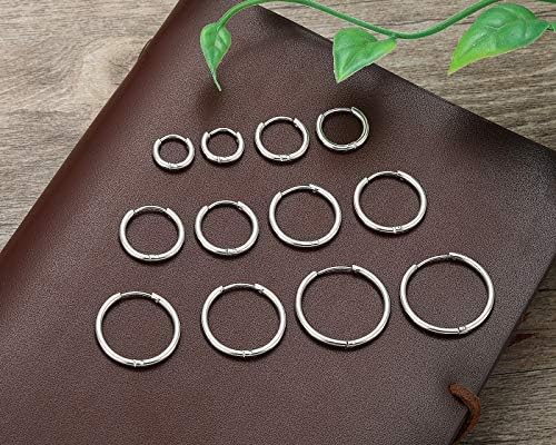 JOVIVI Black Helix Hoop Earrings Cartilage Tragus Nose Ring Hoops Men Women Small Hinged Sleeper Hoop Earrings Piercing Jewellery Set,6pairs,SIZE 6-16mm
