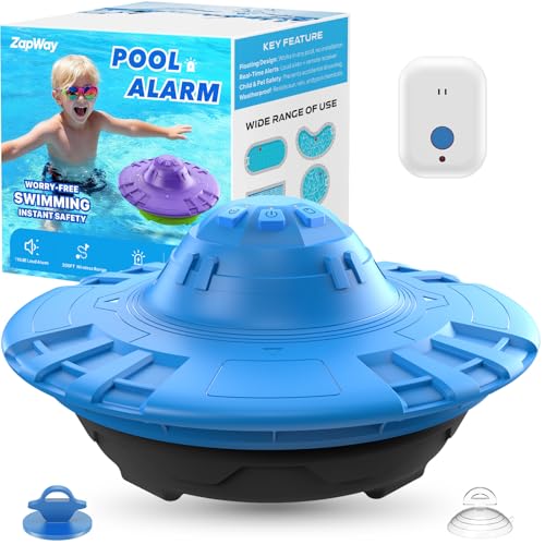 Pool Alarm with Indoor Receiver, 110dB Ultra Loud Floating Alarm for Inground & Above Ground Pools, Adjustable Sensitivity for Backyard Water Safety with Children & Pets, Navy-Black