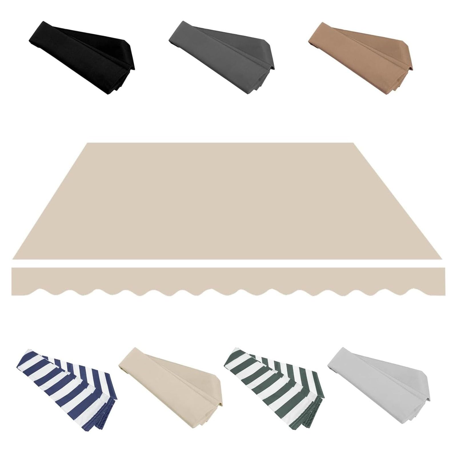 2m 2.5m 3m 3.6m 4m 5m Garden Awning Replacement Fabric Top Cover Front Valance,Awning Fabric Replacement Window Awning Cover(Khaki,20x16ft/600x500cm) — image 1