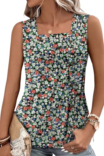 KISSMODA Womens Boho Tops for Summer Sleeveless Tanks Loose Fit Casual Blouse Daily Shirts for Leggings (S-3XL)