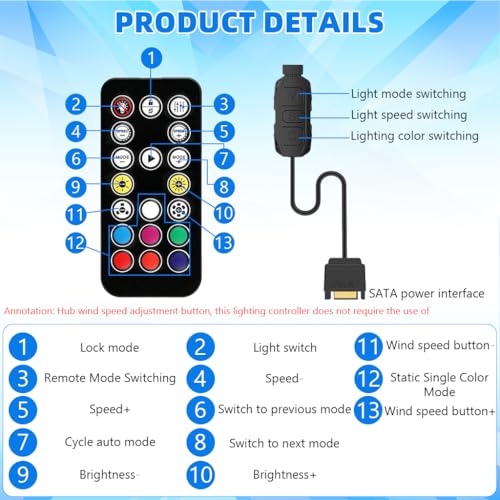 Image of ZORBES ARGB Controller 5V 3pin to SATA Power Supply Mini RGB Controller 3PIN Hub for Computer CPU Case Cool Fan LED Light Radiator, PC Modification ARGB Controller for ARGB Fans, ARGB Light Strips