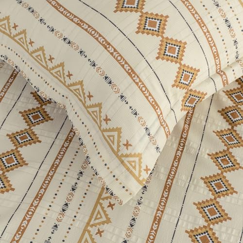 Image of Cortina Cloud Cotton King Size Bedsheet with 2 Pillow Covers | Super Soft, Breathable & Skin-Friendly Bedsheet for Double Bed King Size with Boho Design | 270x250 cm (Off White, King)