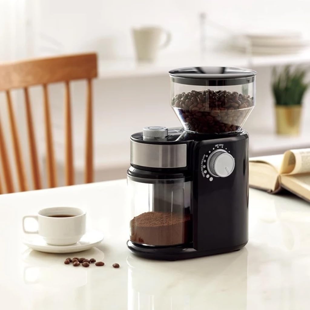 Bean Grinder Flat Burr Coffee Thickness Adjustable Cup Volume Can Be Set