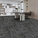 ALTRUISTIC Heavy Duty Commercial Carpet Tiles 24' x 24', 18 Pcs/72 sq ft (FlexLok tabs Included),Non-Slip Soft Square Carpet Floor Tile for Office Bedroom Living Room Kitchen Garage Gym (Grey)
