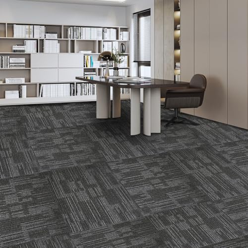 ALTRUISTIC Heavy Duty Commercial Carpet Tiles, 24' x 24', Non-Slip Soft Square Floor Tile, 18 Pieces/72 sq ft, FlexLok Tabs Included, for Office Bedroom Living Room Kitchen Garage Gym (1 Box, Gray)