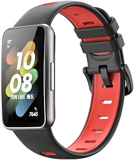 Sport Strap Compatible with Huawei Band 7,KangPlus Women Men Sport Replacement Wristband Silicone Adjustable Comfortable Strap Compatible with Huawei Band 7 - Black