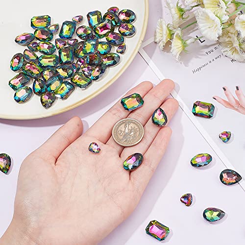 FINGERINSPIRE 64 Pcs 4 Shapes Pointed Back Rhinestone Glass Rhinestones Gems Colorful Rectangle/Teardrop/Heart/Oval Crystal Jewels Embelishments with Silver Plated Back Faceted Stone for Craft Making - Image 3